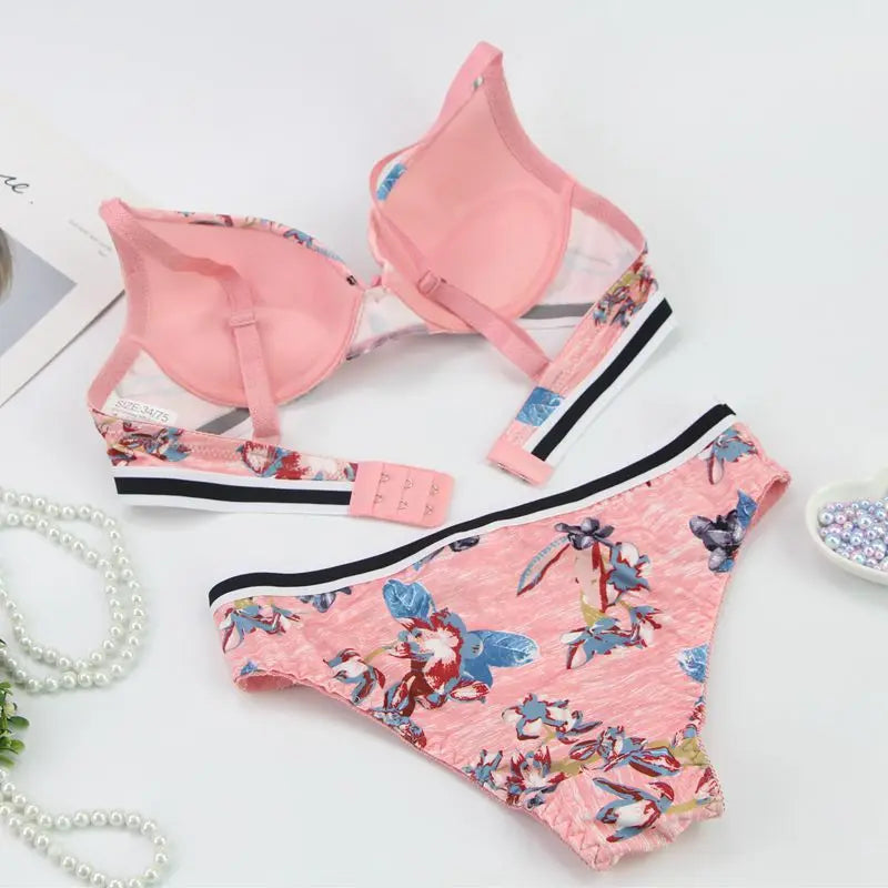 DaiNaFang 2 Pieces BCDE Cup Bras Set  Push Up Underwear Sets Womens Embroidery Bralette Underwire Breathable Lady Lingerie