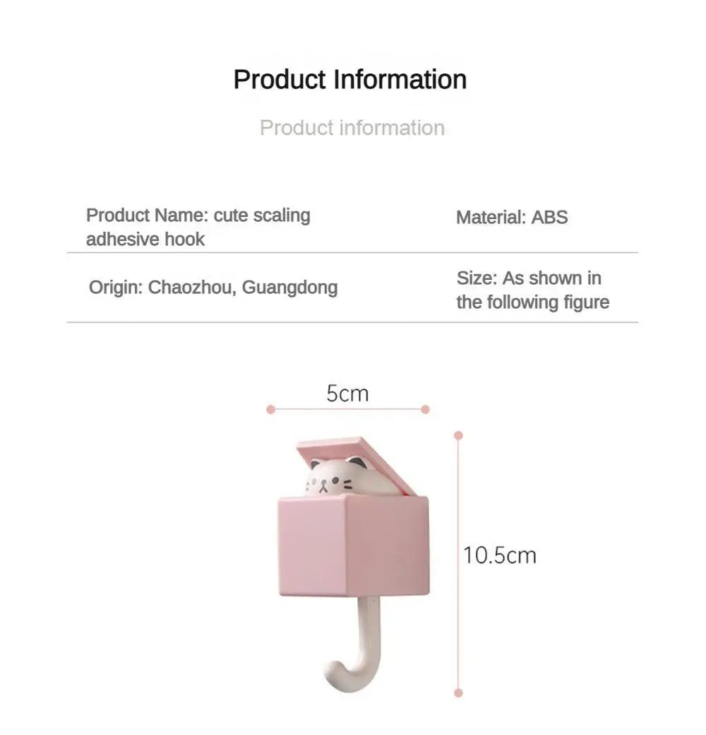 Cute Cat Wall Hooks Self Adhesive Bedroom Door Hangers Keys Towel Umbrella Coat Holder Rack Animal Home Bathroom Decoration Hook