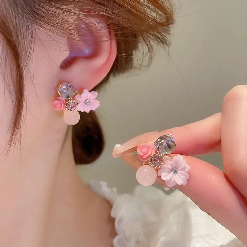 925 Silver Needle Green Crystal Butterfly Drop Earrings For Women Korean Jewelry 2024 Trending Fairy Luxury Women's Earrings New