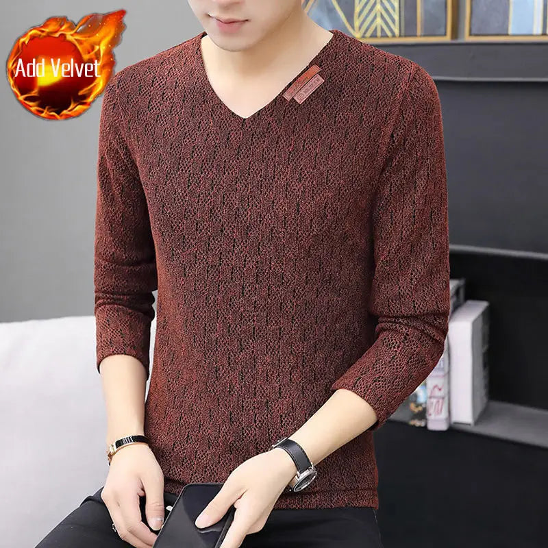 Knit Sweater Male No Hoodie Men's Clothing Red Pullovers Icon V Neck Sale Classic Street Elegant Pull Oversize Korean Fashion A