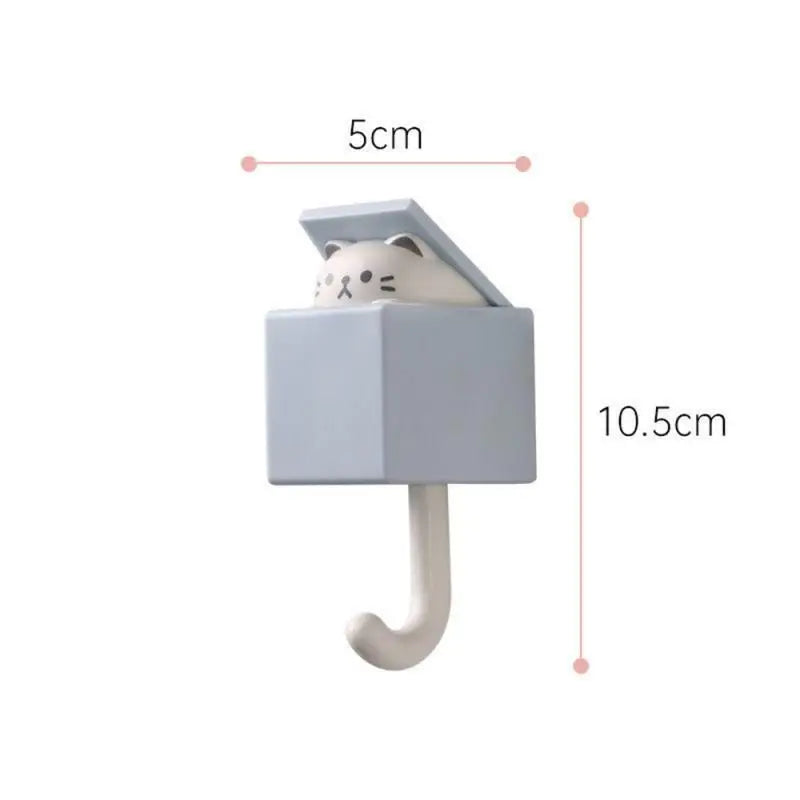 Cute Cat Wall Hooks Self Adhesive Bedroom Door Hangers Keys Towel Umbrella Coat Holder Rack Animal Home Bathroom Decoration Hook