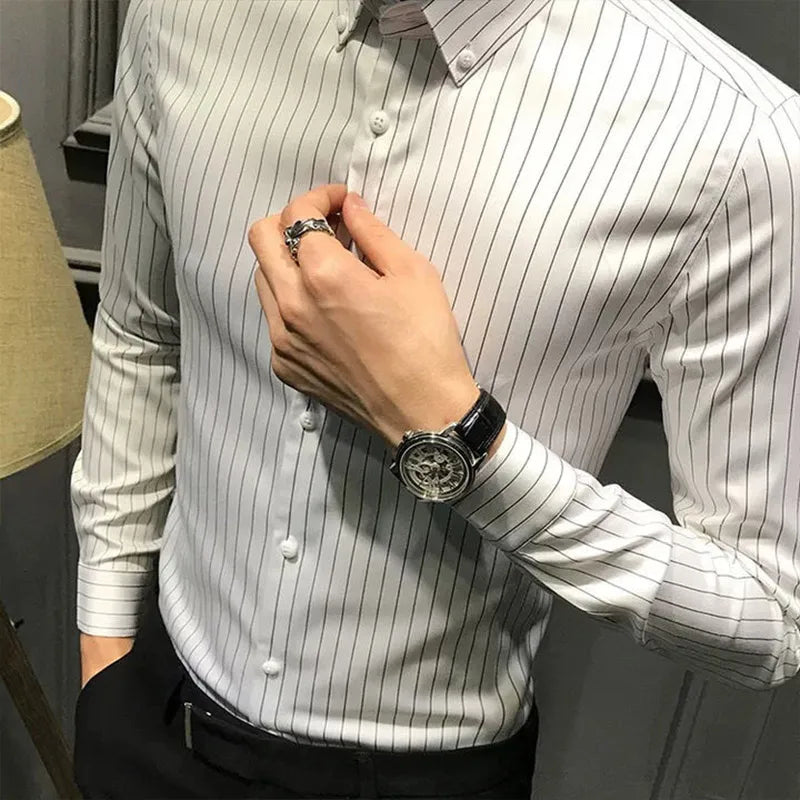 KPOP Fashion Style Harajuku Slim Fit Tops Loose Casual All Match Shirt Korean Style Korean Style Stripe Button Long Sleeve Blusa