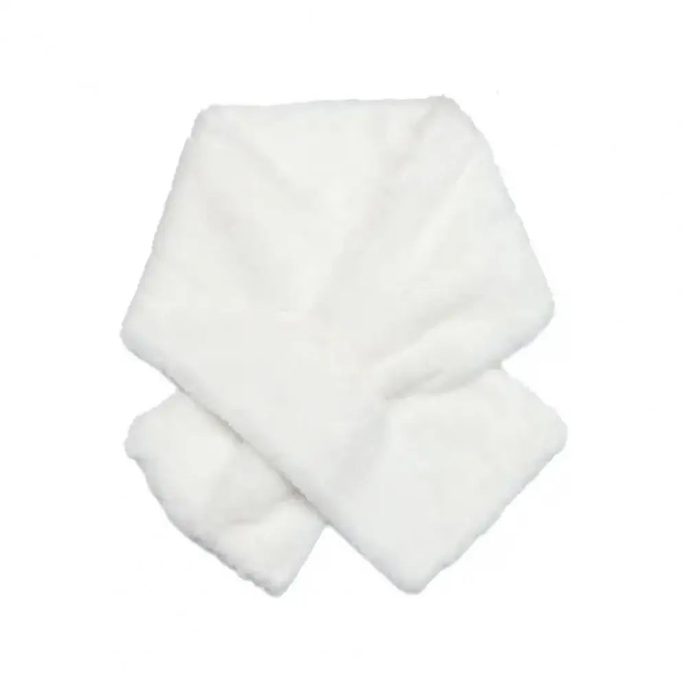 Women Winter Faux Rabbit Fur Cross Collar Solid Color Thickened Neck Warmer Scarf Collar Plush Shawl Scarf Clothes Accessories