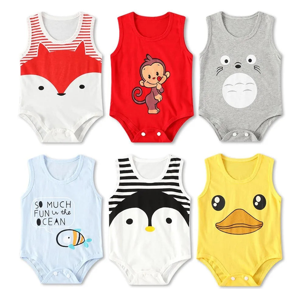 Sommer Baby Body Kinder Ärmellose Casual Einteiler Neugeborenen Jungen Mädchen Cartoon Tier Romper Kleinkind Overall Kleidung 0-2 jahre 