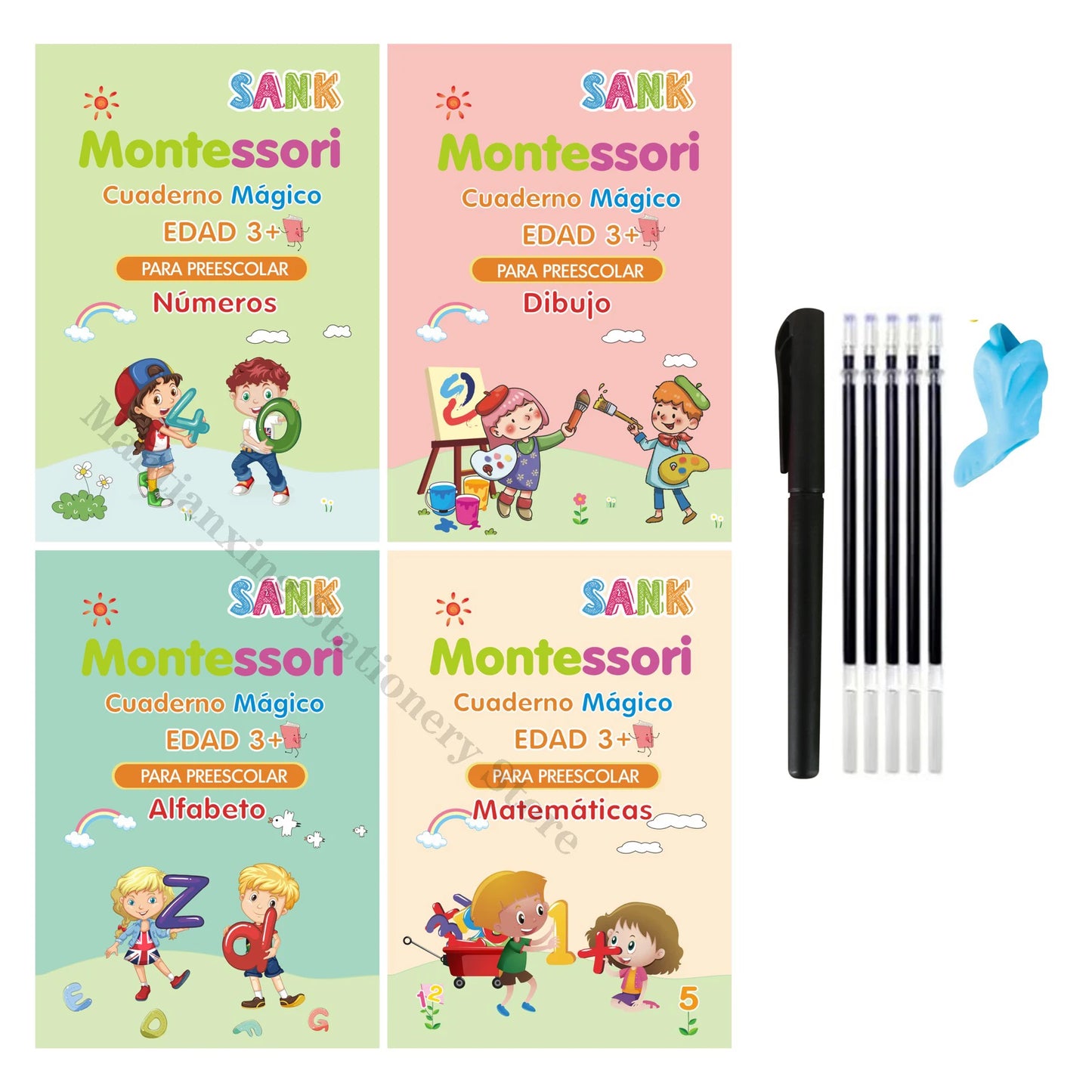 4 Books Reusable Arabic Magic Copybook Writing Groove Arabic Alphabet Wordpad for Kids Children Calligraphy Practice Copy Book