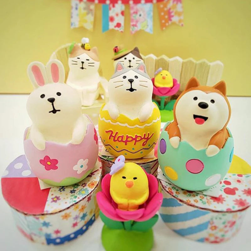 Easter Garden Party Colored Egg Rabbit Garden Ding Cat Sleeps in Spring Travel Doll Resin Home Decoration Festival Gift Crafts