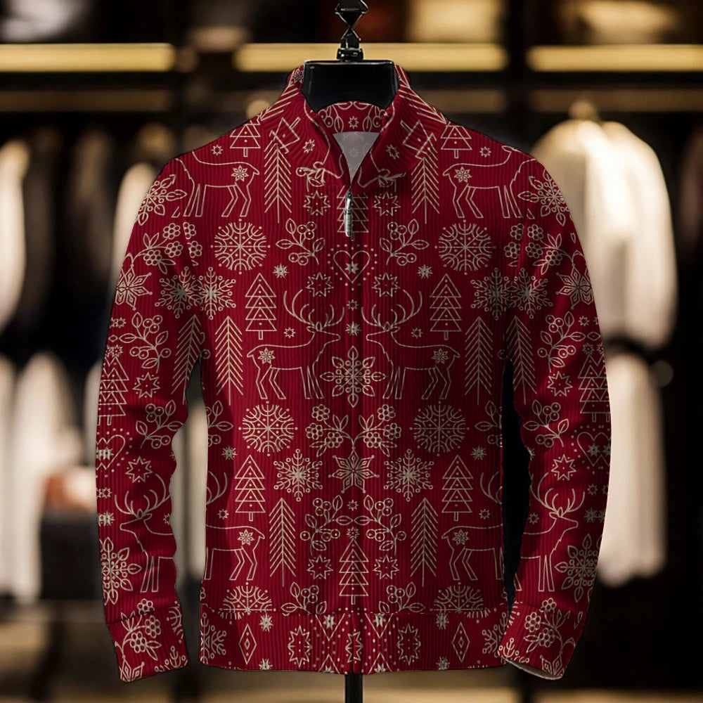 2024 Men’s Casual Christmas 3D Print Sweater Cardigan Loose Outerwear Coat, Winter Men’s Fashion Jacket, Casual Men’s Clothing