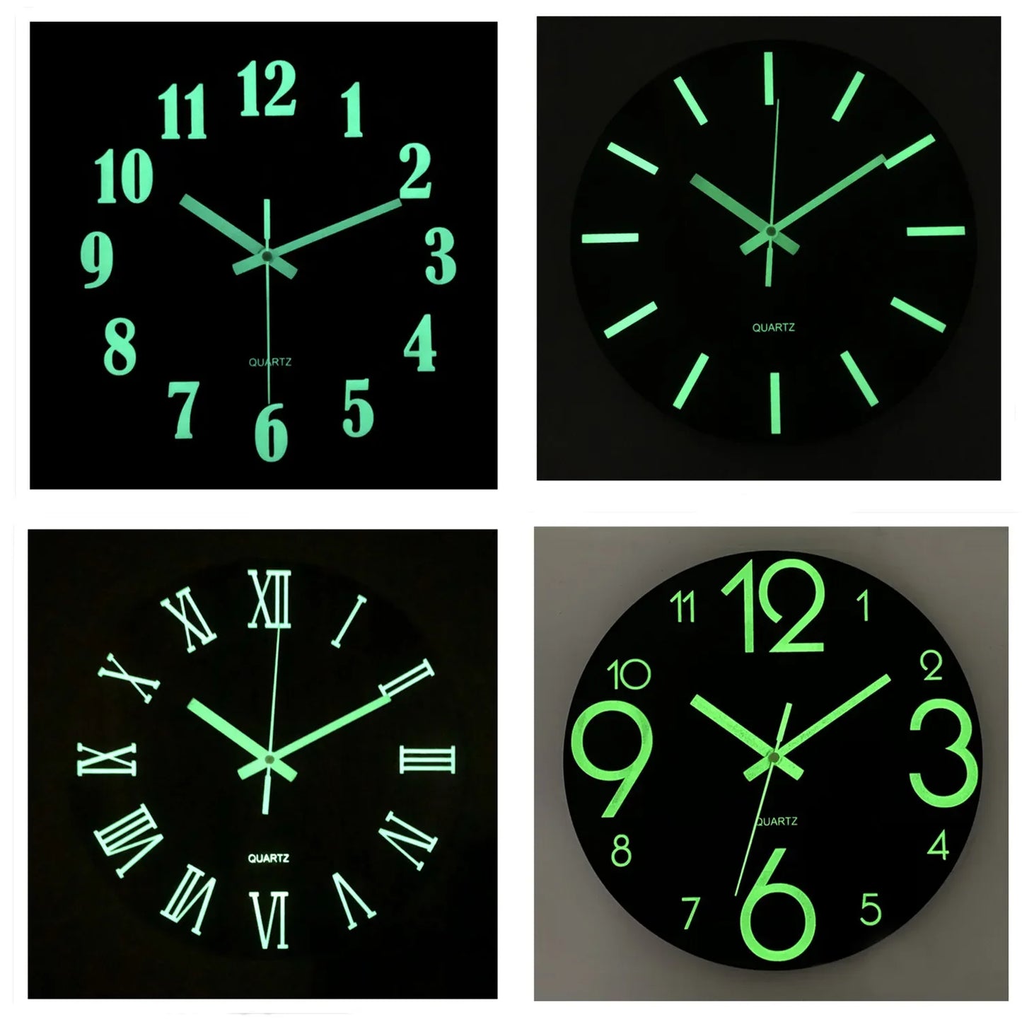12 Inch Wall Clock Luminous Wood Night Glow Visible Nordic Silent Clock Decoration with Night Light for Bedroom Living Room Home