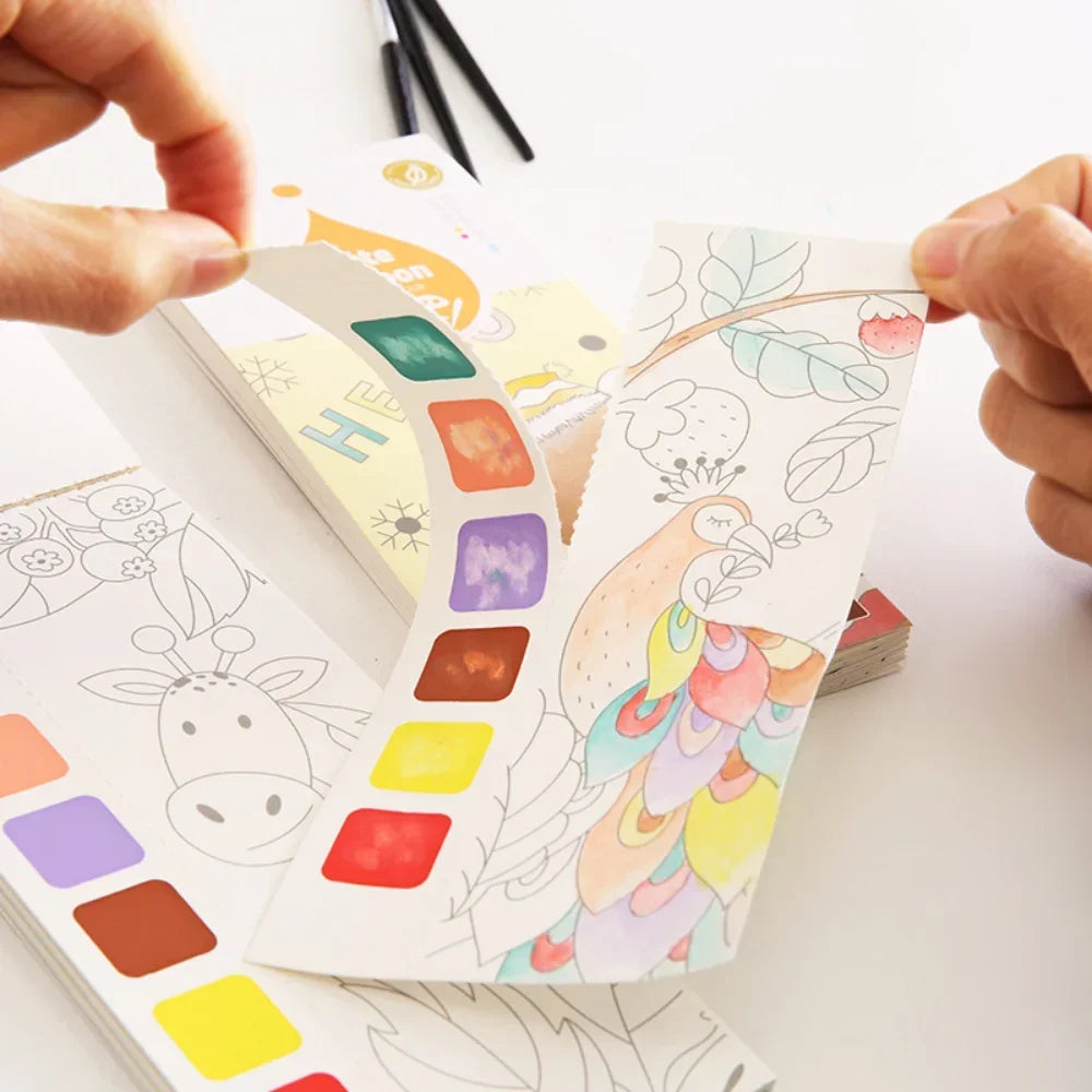 Portable Children Watercolor Painting Book 20 Sheets Gouache Graffiti Picture 1 Pen Coloring Water Drawing Books Set Kids Toy