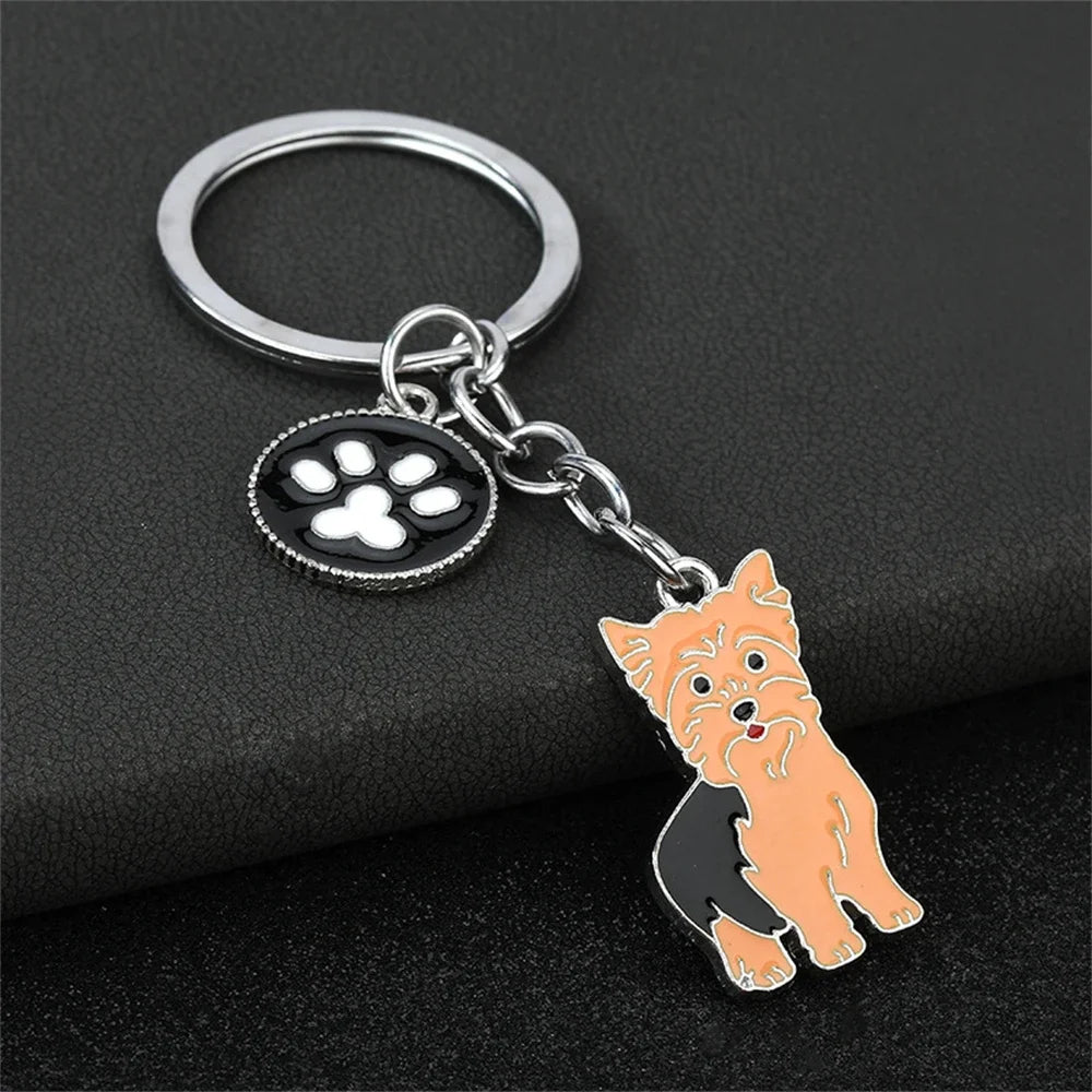 Fashion Alloy French Bulldog Pug Dog Keychain Cute Pet Dog Keyring Bag Handbag Charm Accessories For Women Animal Lovers Gifts