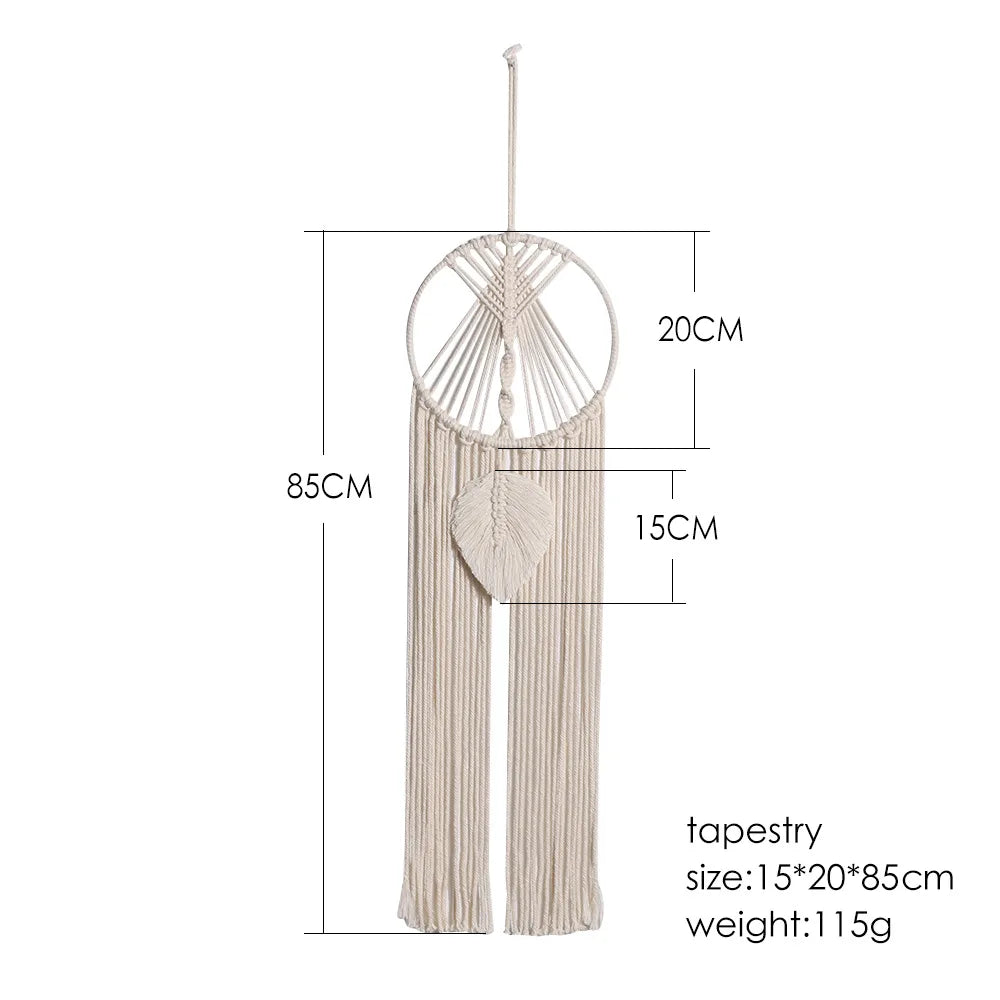 Nordic Macrame Tapestry Life Tree Leaves Dream Catcher Wall Hanging Kids Bedroom Tassel Dreamcatcher Hanging Tapestry Home Room