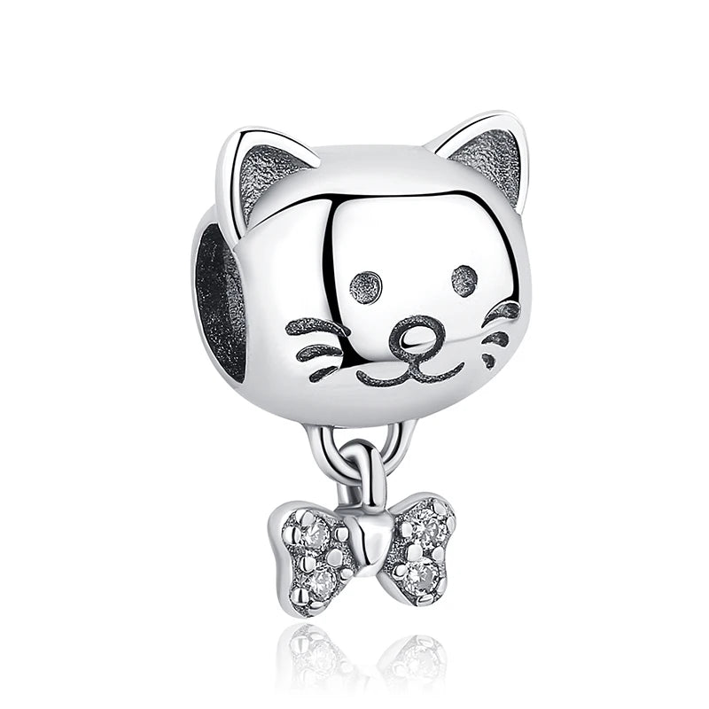 Original Silver Plated Charms For Women Love Pet Dog Cat Paw Print Pendant Beads Fit Pan Bracelets Necklaces DIY Luxury Jewelry