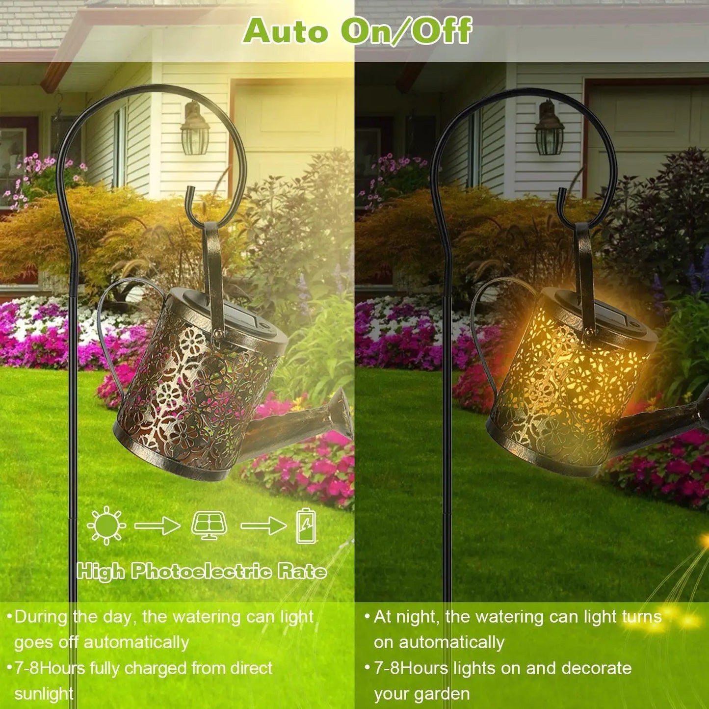 Solar Watering Can String Lights - Fairy Garden Decoration for pathway , Yard & Patio Landscape