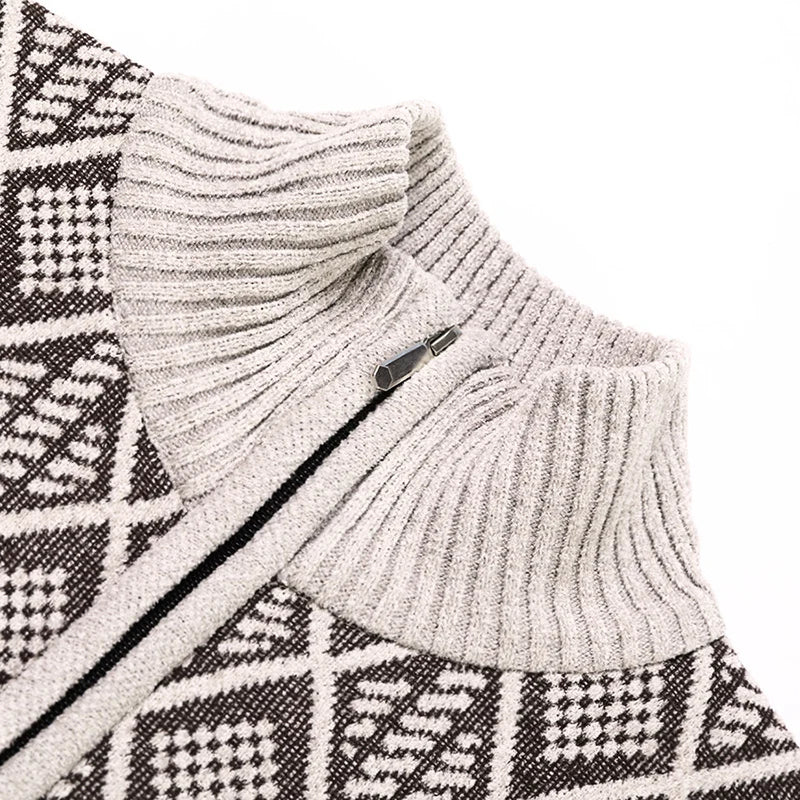 Top Quality Thick Velvet Zip Up New Brand Fashion Knit Cardigan Korean Sweater Casual Japanese Coats Jacket Mens Clothes 2025