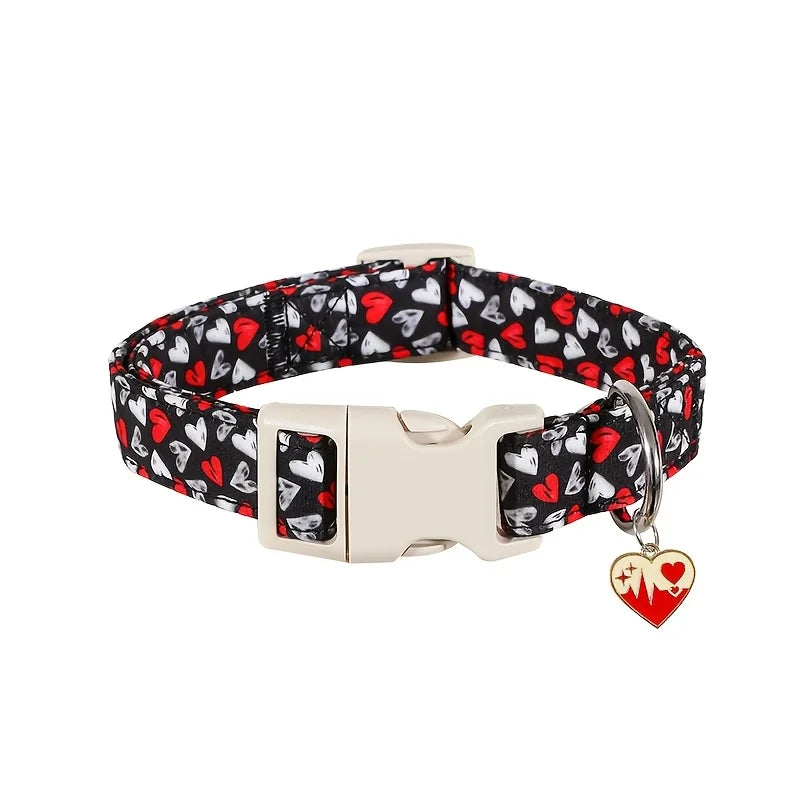 1Pcs Valentine's Day gift Paws Personlized Pink Valentine Dog cat Collar with Bow Heart Pet Collar Flower Dog Collar Large Small Dog