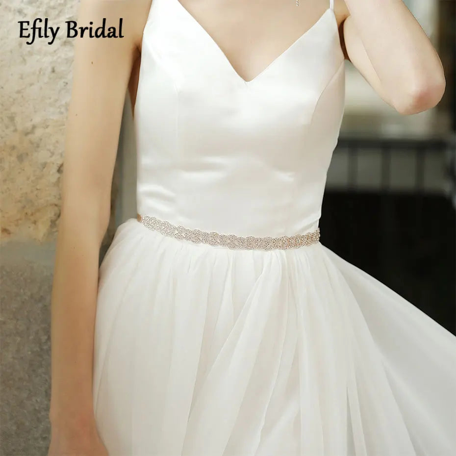 Classic Rhinestone Bridal Belt Rose Gold Color Crystal Sash Belt Wedding Party Prom Dress Accessories for Women Bridesmaid Gift