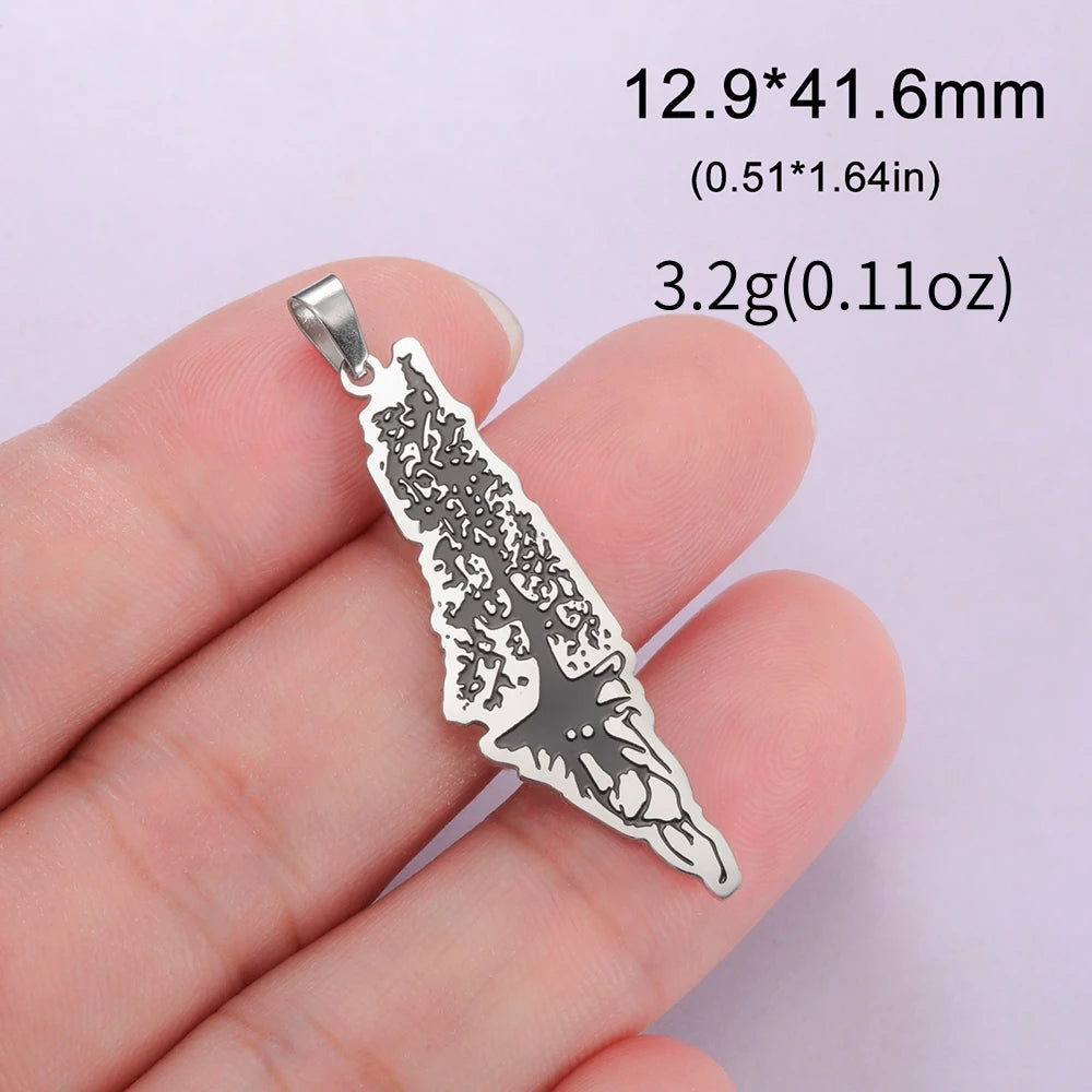 LIKGREAT Dropshipping 1pcs Palestine Map Pendant Necklace Bracelet Earrings Jewelry Making DIY Stainless Steel Accessories Charm