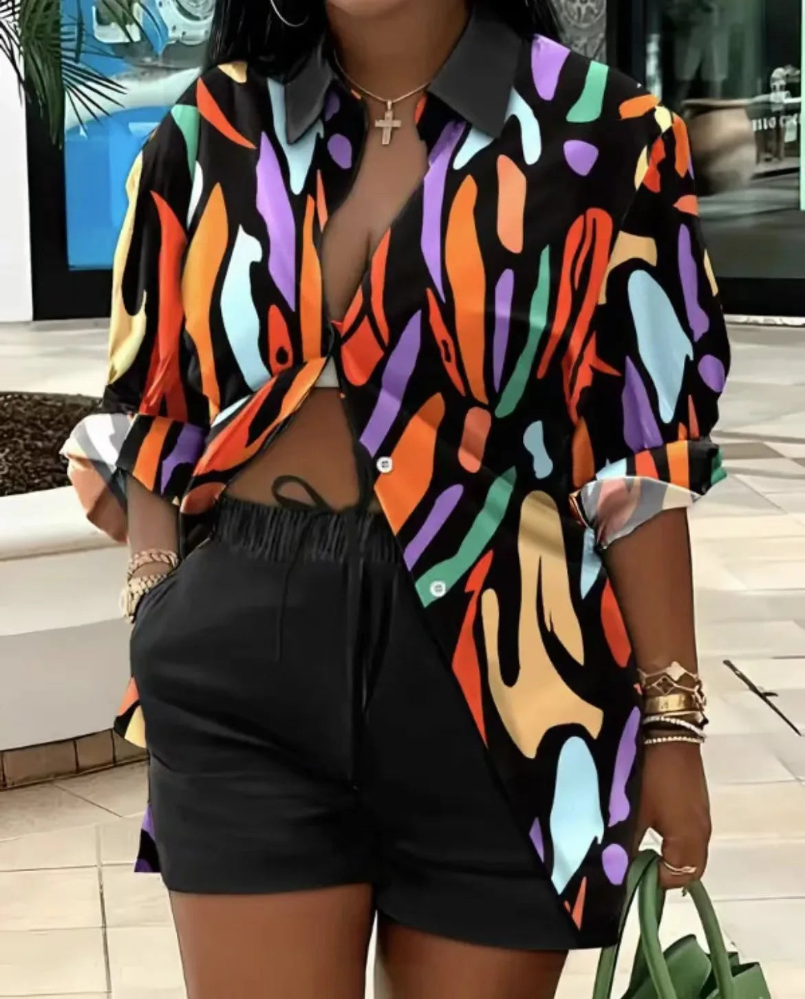 2025 Clothes for Women Fashion Women Long Sleeve Printing Two Piece Sets Womens Outifits Top Short Matching Sets Women Clothing