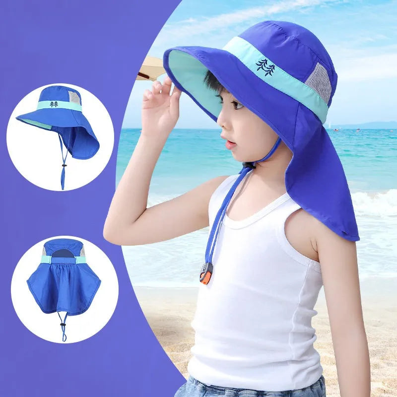 Ready to Ship Kids Sun Hat UV Protection Sunhat 5 Colors Adjustable Water Flap Baby Girl Summer Hats UPF 50+ Beach Hat