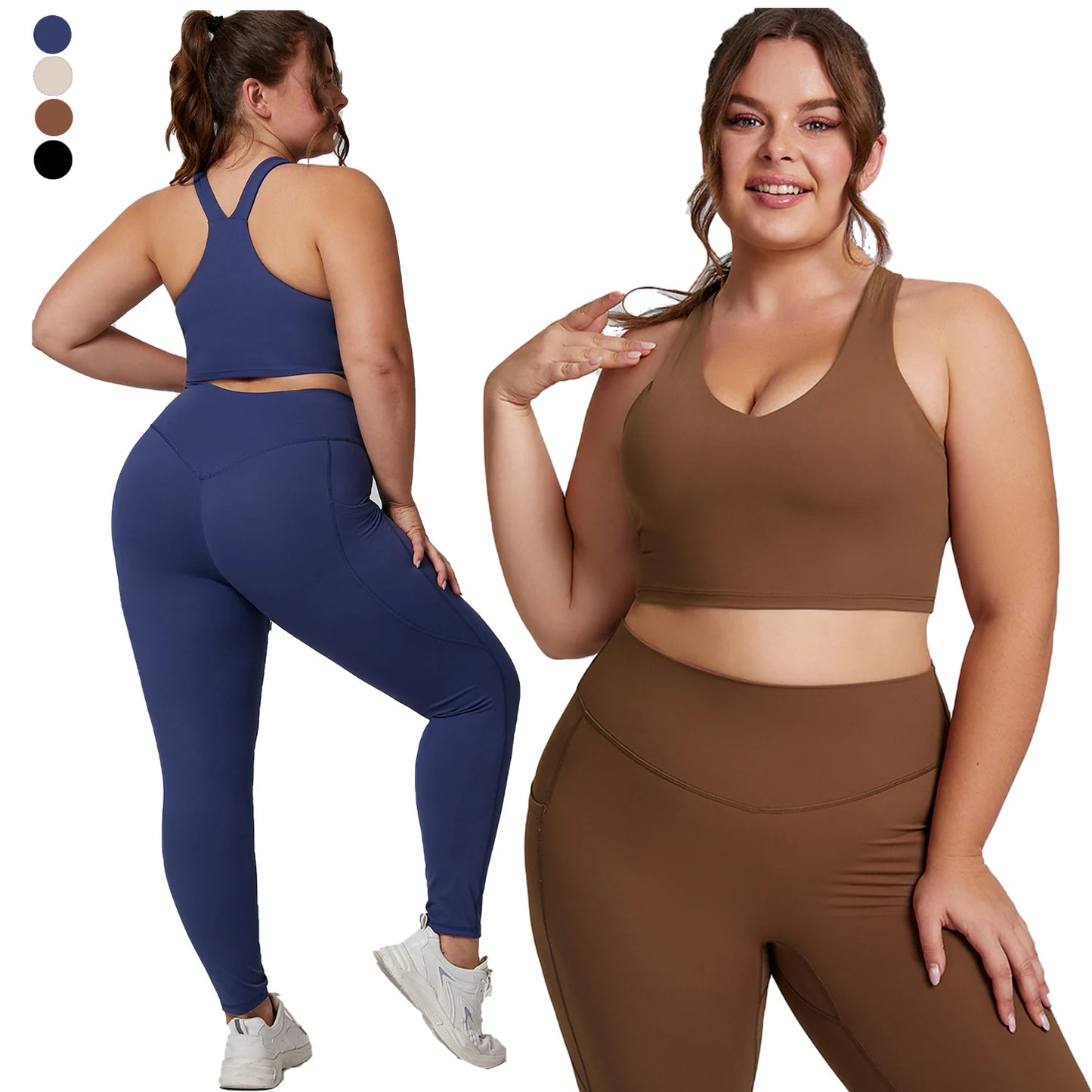 Women Gym Set Plus Size Workout Oufit Curvy Lady Sports Bra Yoga Leggings Oversize Tracksuit XXXL Extended Size Women Clothing