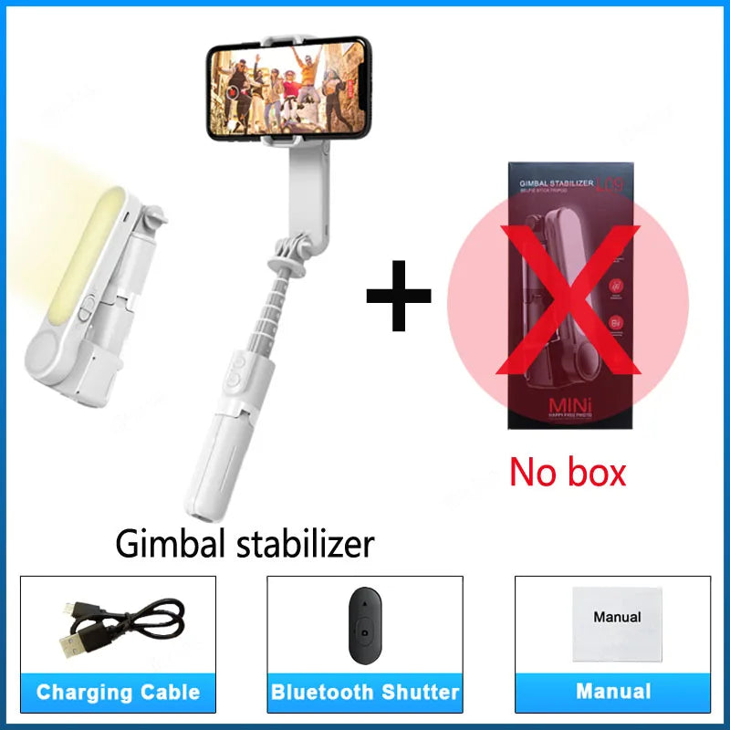 عصا سيلفي مثبتة بمحور Gimbal من EARDECO مع ضوء تعبئة لاسلكي وبلوتوث لهاتف HUAWEI Xiaomi IPhone الهاتف المحمول الذكي 