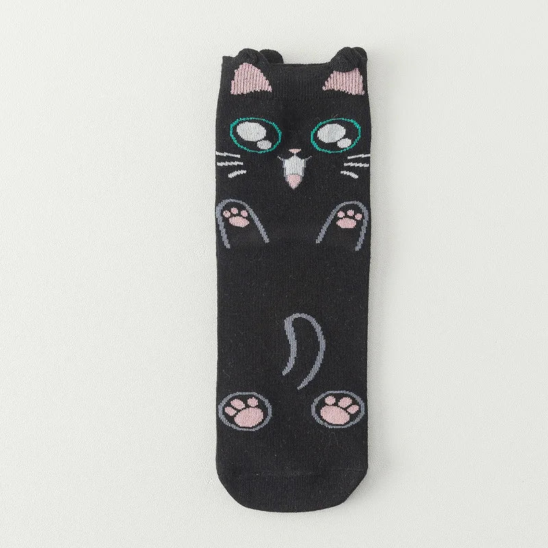 25 Patterns Korea Japan Fashion Funny Cartoon Lovely Cats Happy Socks Women Girls Casual Streetwear Cute Dress Sox Spring Summer