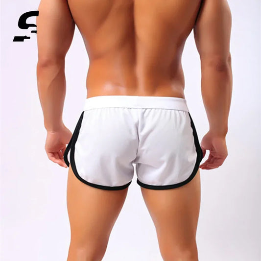 Summer Swimsuit Men Comfortable Gym Athletic Shorts Men's Swimwear Swimming Stitching Color Beach Swimming Quick Dry Shorts