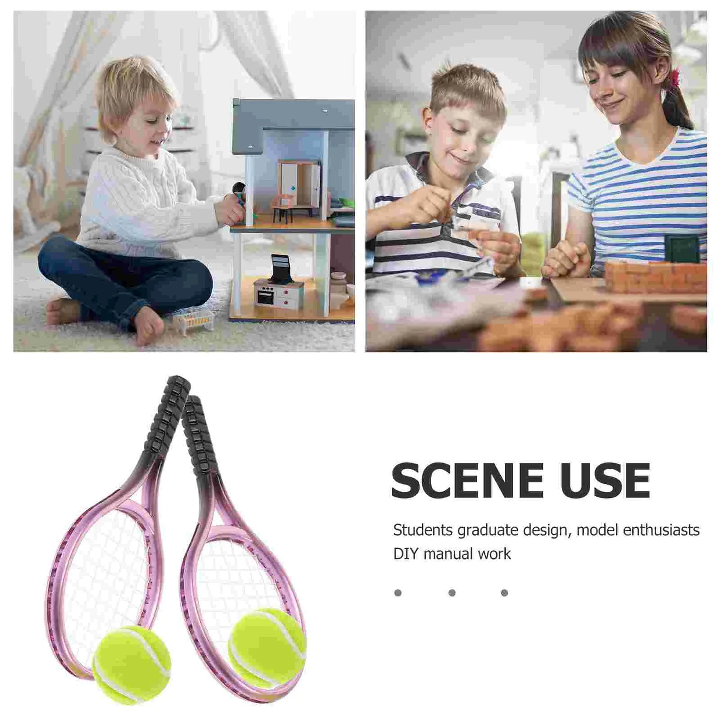 Badminton Tennis Racket Toddler Toys for Boys Accessories Ornamental Mini Cabinet Pink Balls