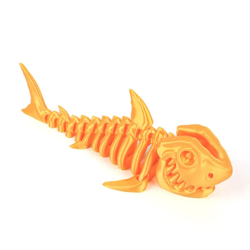 3D Printed Bony Shark Model Toys Animals Figurines Multi-Jointed Fishbowl Setting Decorative Desktop Ornament Kids Novelty Gifts