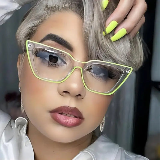 Cat Eye Ring Fluorescent Flat Glasses 2024 New Personalised Fashion Cycling Glasses Anti-Blue Light Women's Sunglasses luxury