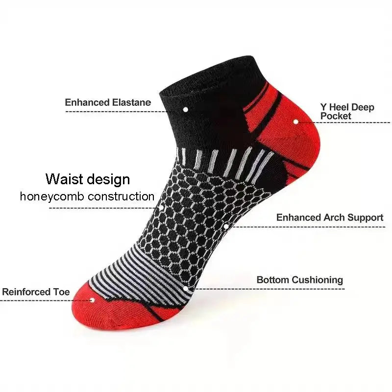 6 Paar kurze Sportsocken für Herren, für alle Jahreszeiten, zum Laufen, atmungsaktiv, lässig, weich, bequem, Polyester