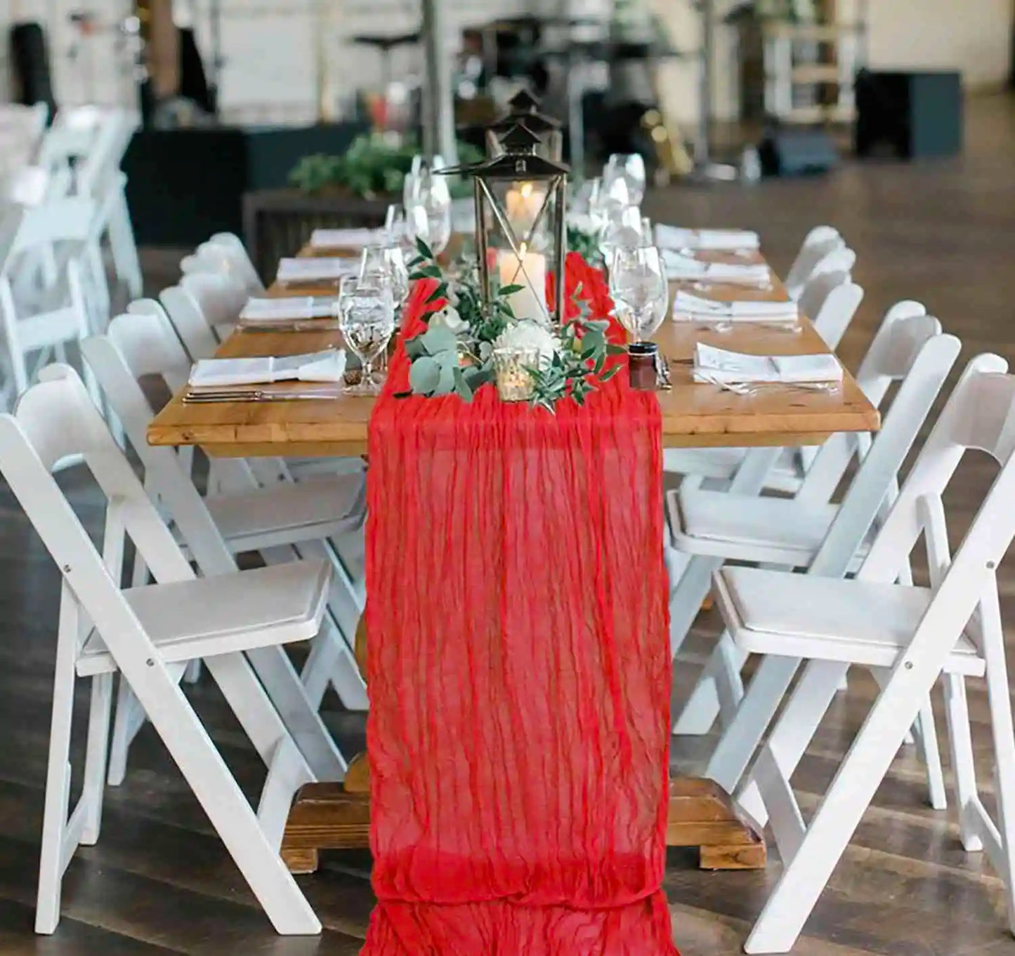 Eightree 2025 Knit Cloth Table Runner Wedding Birthday Party Banquet Decoration Gauze Fabric Voile Table Cloth Twist Table Cover