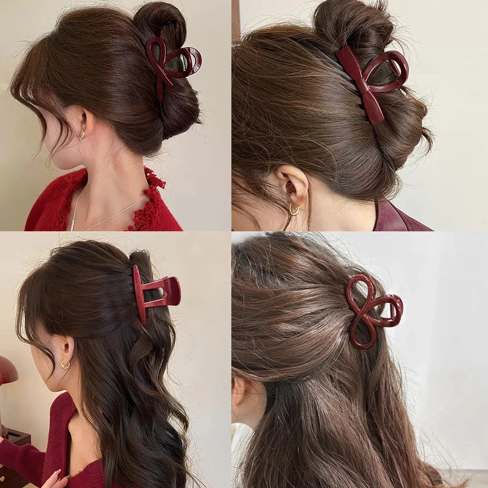Elegant Geometric Large Ankola Red Hair Claws for Women Girls 2025 New Year Barrettes Hairpins Hair Grab Shark Clip Accessories