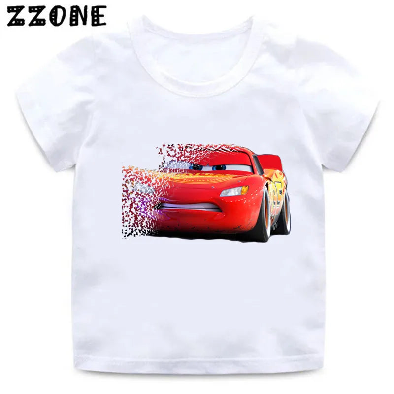 Hot Sale Car Pixar Lightning McQueen Print Cartoon Kids T-Shirts Girls Clothes Baby Boys T shirt Summer Children Tops,ooo5534