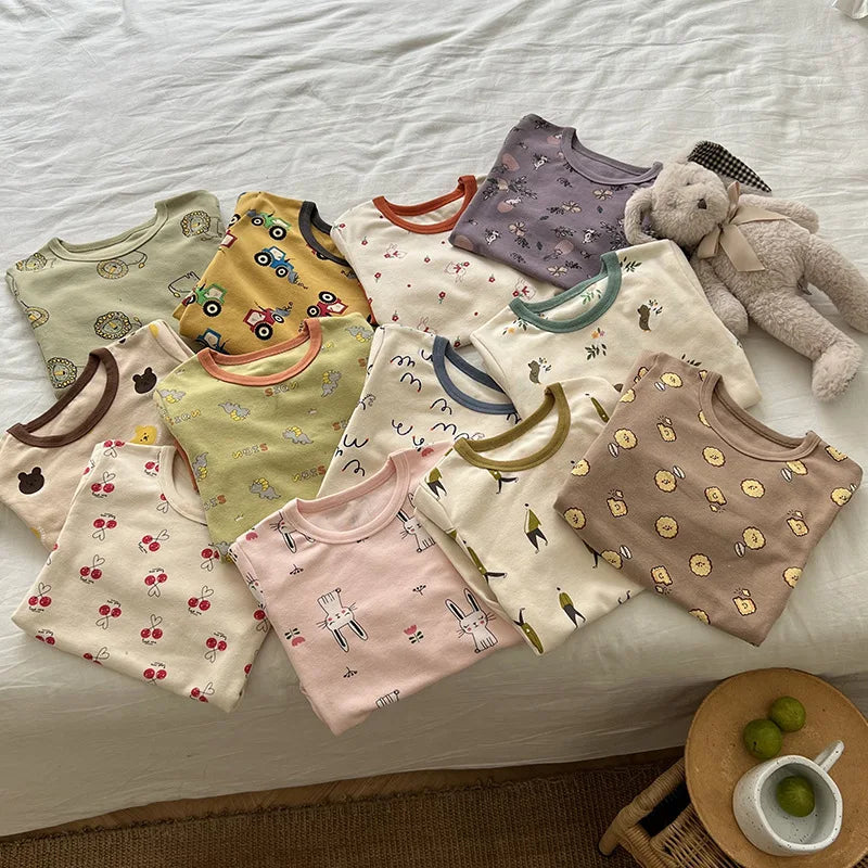 Children's Class A autumn and winter pajamas, boys and girls' wool stretcher home clothing, baby, small and large children's car