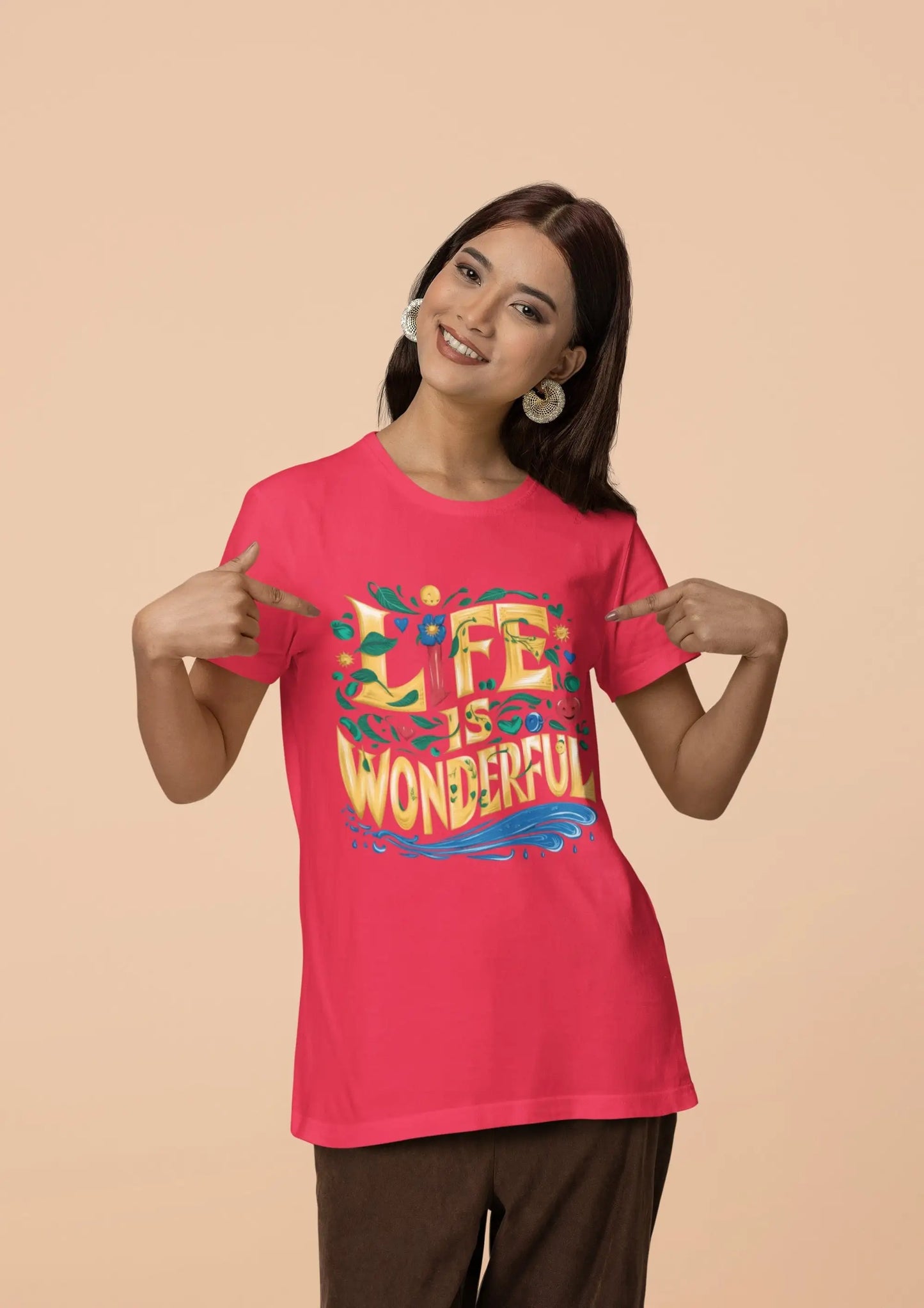 Life Is Wonderful T Shirt Vibrant With Colorful Shapes Perfect For Street Style Casual And Semi Formal Wear S