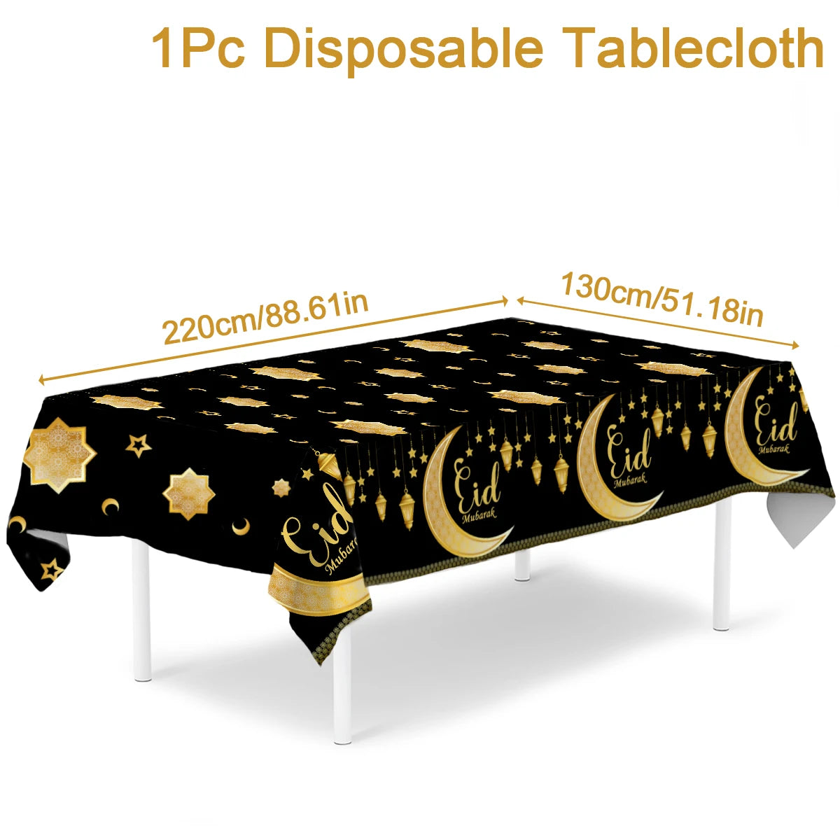 Eid Mubarak Tablecloths Ramadan Decoration for Home 2024 Islamic Muslim Ramadan Kareem Tableware Eid Al Adha Gift Party Decor