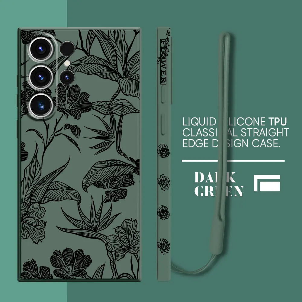 Flower Line Art Phone Case for Samsung Galaxy S22 S21 Plus S24 Ultra S20 FE S23 Ultra 5G S23 5G S22 Soft Silicone Cover