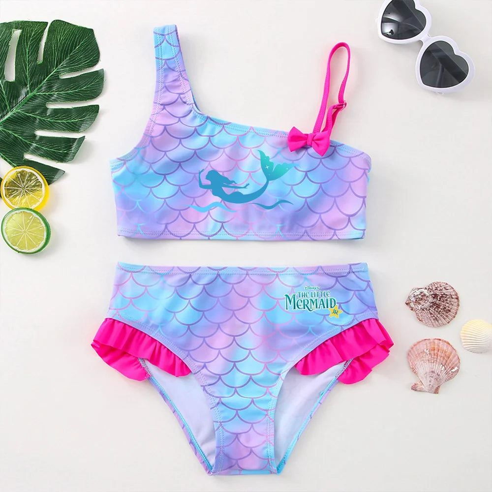 The Little Mermaid Girls Swimsuit One-Piece Bathing Suit Children Dresses Summer Swimwear Beach Suit Kid Wear Mermaid Fish Scale