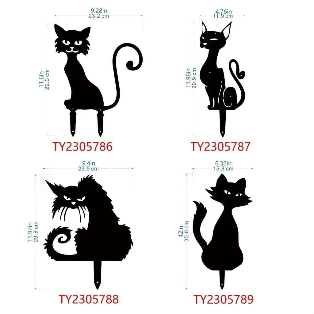 Outdoor Decorations Black Cat Metal Garden Stakes Outdoor Decorative Stakes Garden Metal Animal Statues Silhouette Animal Stakes