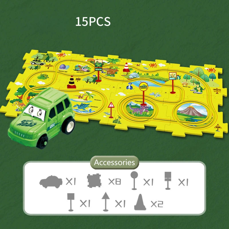 Puzzel Toy Set Rail Car DIY Assemble Jigsaw Flexible Railway Track Parent-child Interaction Toy Electric Car Puzzle Toys Gifts