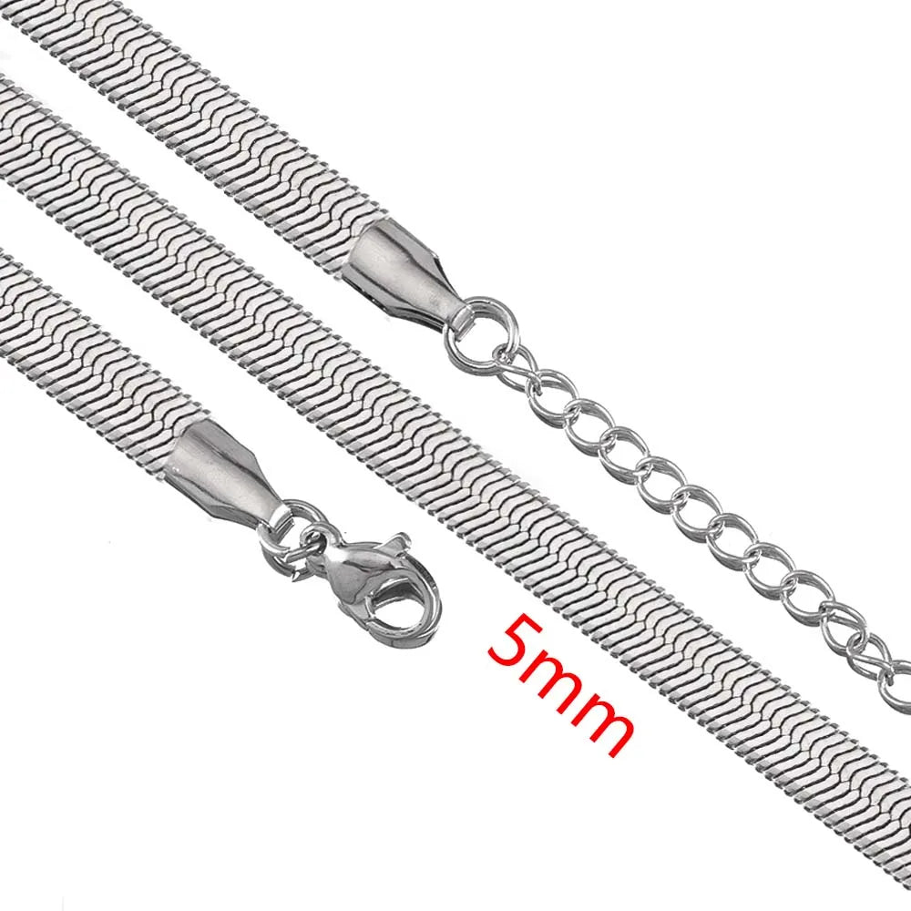 No Fade 5pcs Stainless Steel Twist Chain Necklace Box Snake Chain with Clasp Open Ring DIY Men Jewelry Making Findings Accessory