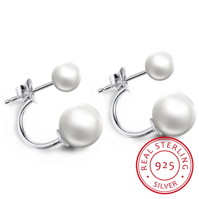 Elegant Shell Pearl Earrings for Women Silver 925 Jewelry Korean Style Fashionable Ear Studs Dating Sweet Girl gift