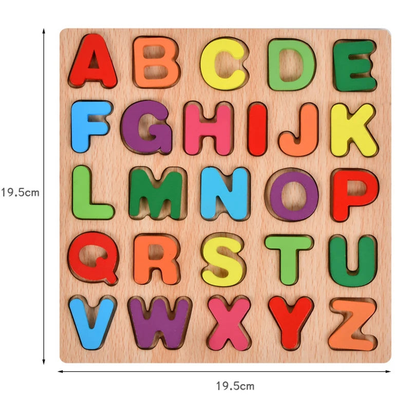 Colorful Alphabet Number Wooden Puzzles Kids Intelligent Matching Game Preschool Children Early Educational Toys