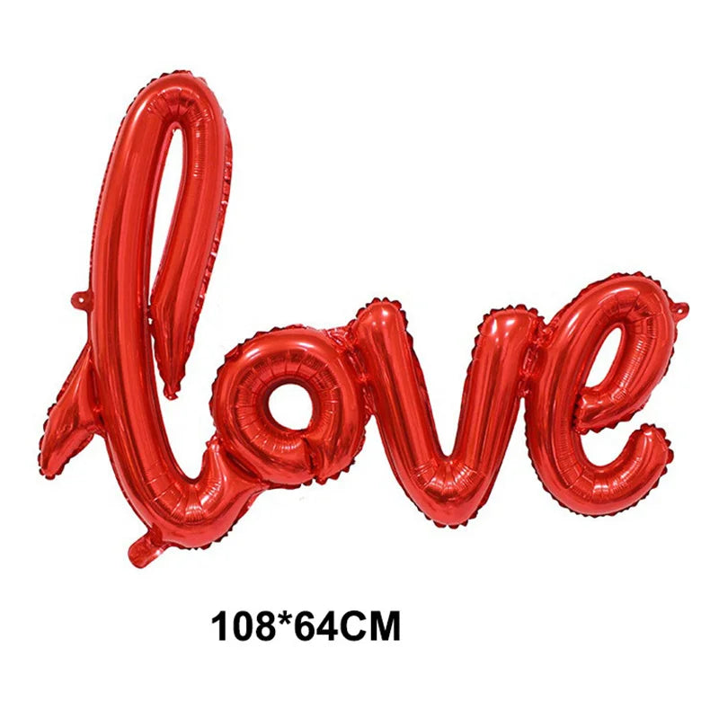Valentine's Day Balloon Banner Decoration Cartoon Brown Bear Balloon Oversized Rose Balloon Foil Balloon Party Decor Balloon