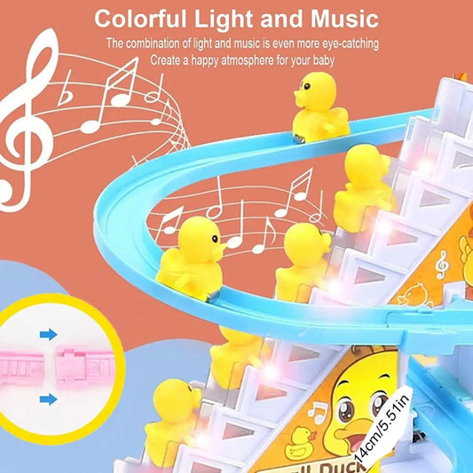 Children's ducklings climb stairs, cute ducks climb stairs, baby electric singing toys, duck slides