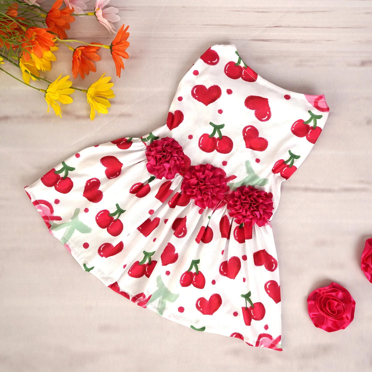 Pet Dog Clothes Valentines Day Dress for Dogs Clothing Cat Small Heart Print Spring Fashion Girl Chihuahua Pet Products 2024