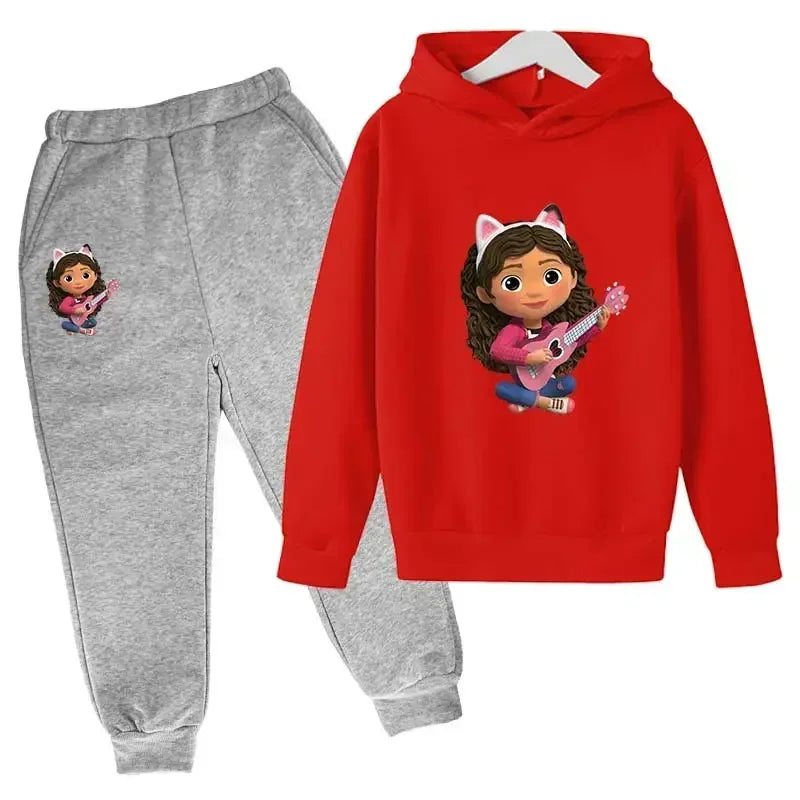2024 Hoodie Kleinkind Mädchen Gabby Puppenhaus Kleidung Hoodies Hosen 2Pcs Sets Nette Kinder Kostüm Kinder Trainingsanzüge Kinder Gabby Katzen 