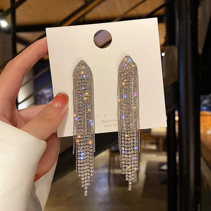 Butterfly Earrings For Women Sparkly Rhinestone Long Tassel Earrings Heart Drop Earrings Wedding Party Jewelry Valentine Gifts