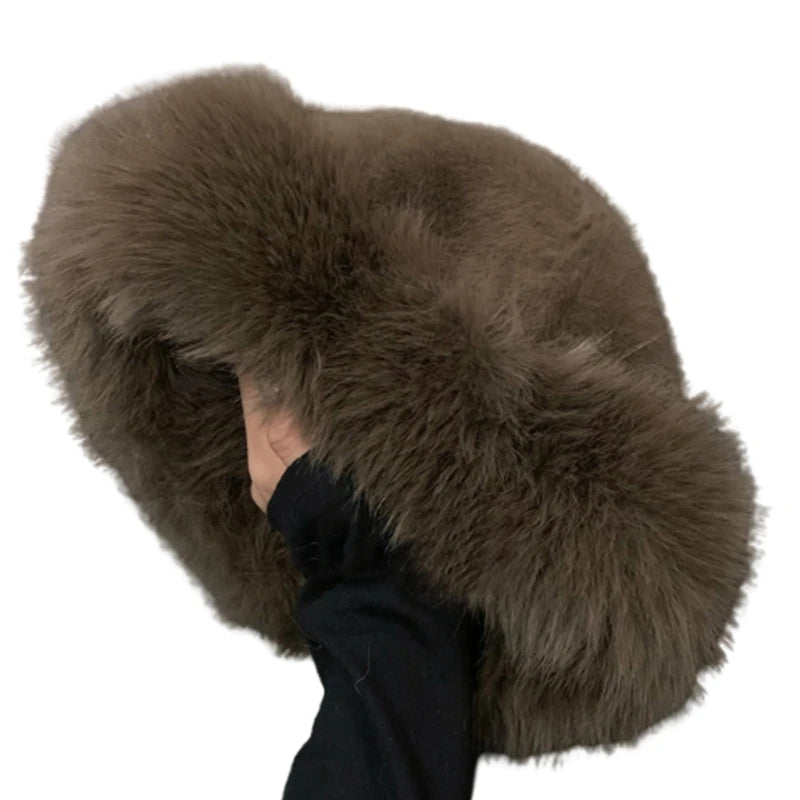 Mode Plüsch Eimer Hut für Frau Shopping Reise Fischer Hut Russische DXAA 